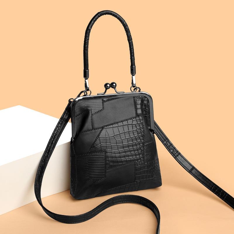 Retro Steinmuster Lackleder Damen Kurze Handy Tasche Einfache und Modische Schulter Umhängetasche Wechselgeldtasche