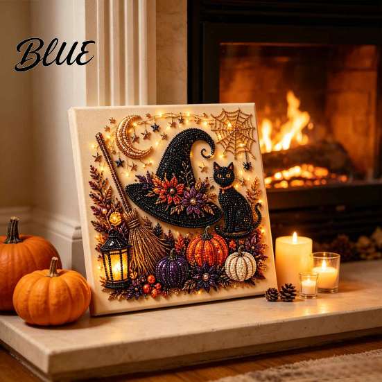 Stress Relief Creative Hobbies Halloween Faux Pearl Art DIY Kit Spooky Cute 3D Diamond Painting Paint Free Bead Set Craft Witch Black Cat