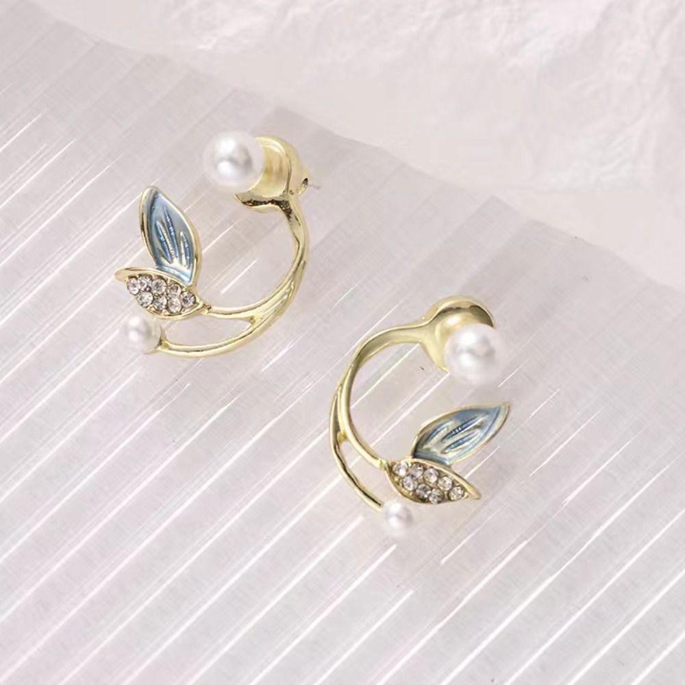 Earrings Tulip Rhinestone Jewelry Pearl Stud Earrings Korean Style Earrings Women Zinc Zinc Alloy Earrings