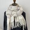 Korean plaid scarf women's autumn and winter atmosphere versatile college style imitation cashmere student couple scarf gift tide