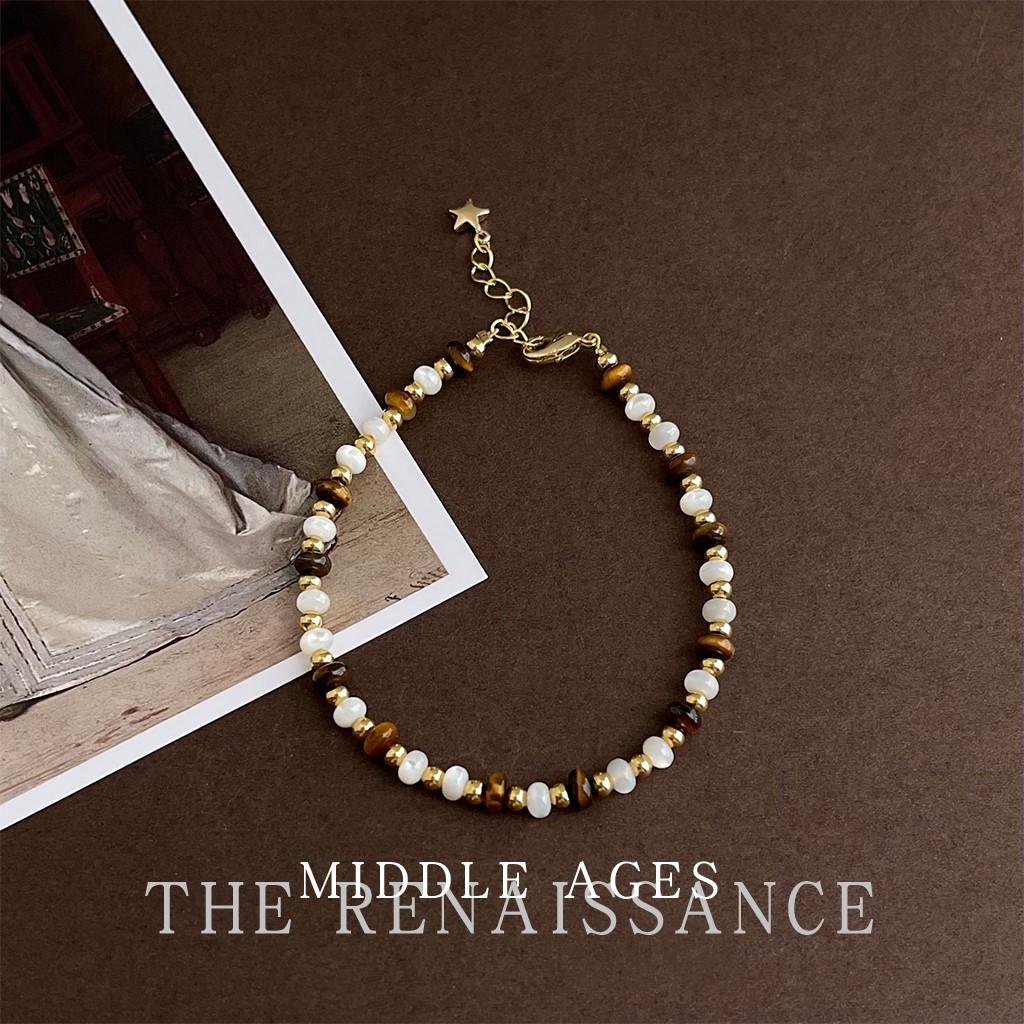 Natural Tiger's Eye Stone Necklace Vintage Stacked Sweater Chain Temperament Necklace