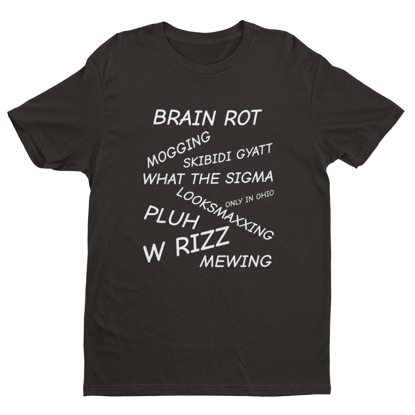 Funny Teenager Brain Rot T Shirt Gen Z Gen Alpha Tees trending Mogging Slang New 2XL