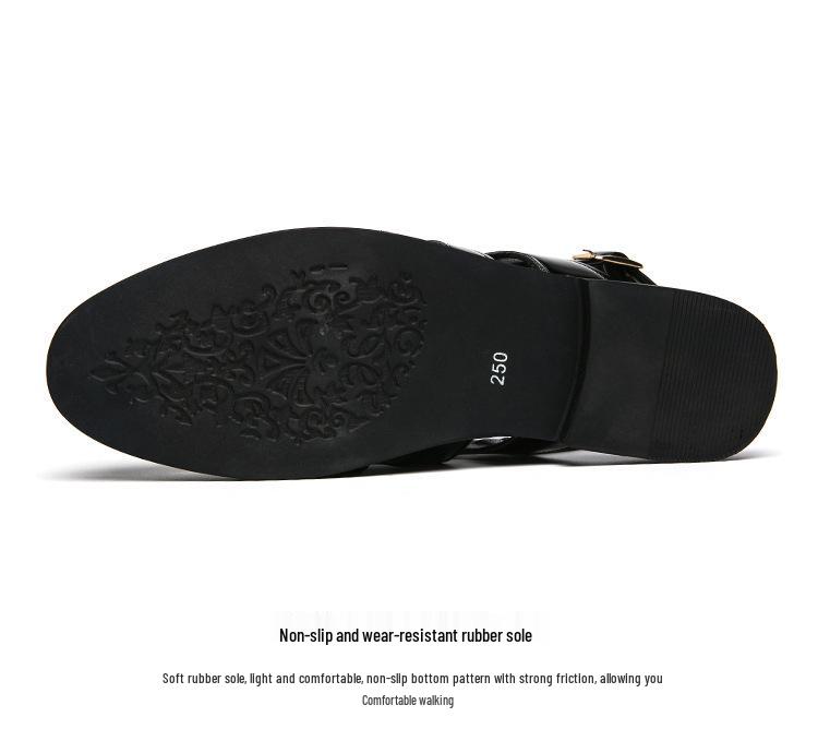 Men's Plus Size Leather Fisherman Sandals - Breathable, Hollow Buckle, Formal British Style for Summer