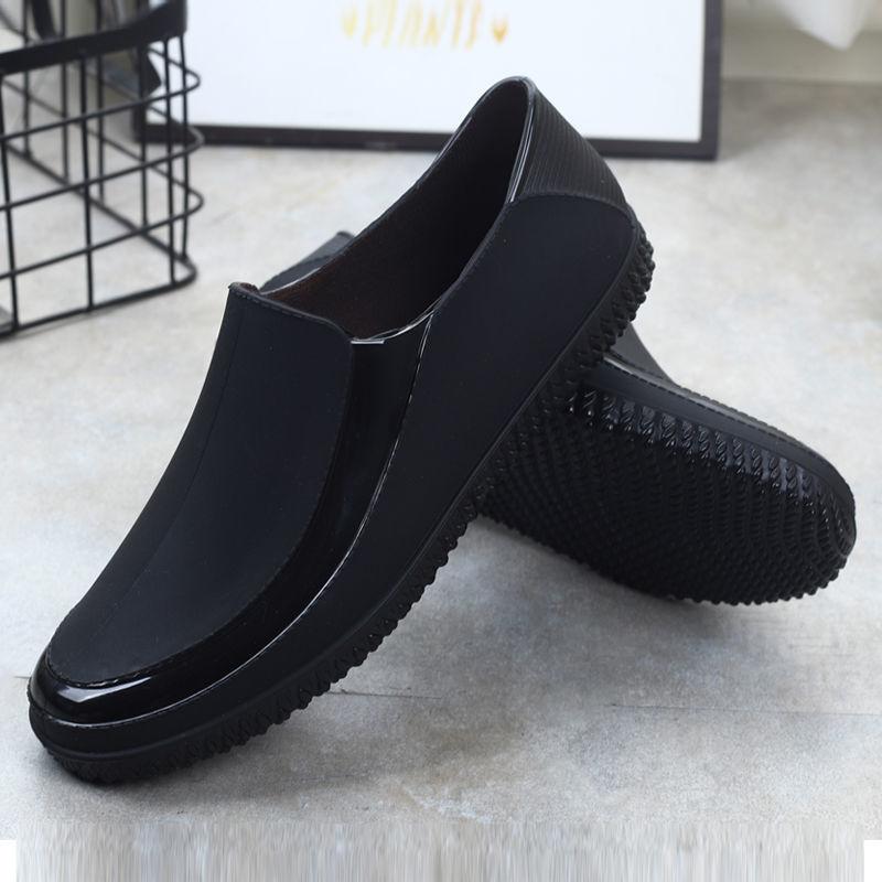 

Four Seasons Men s Rain Shoes Short Boots Tube Waterproof Non-slip Models Soft Bottom Chef Casual Waterproof Shoes Site Wear Rubber Shoes 39 чорний