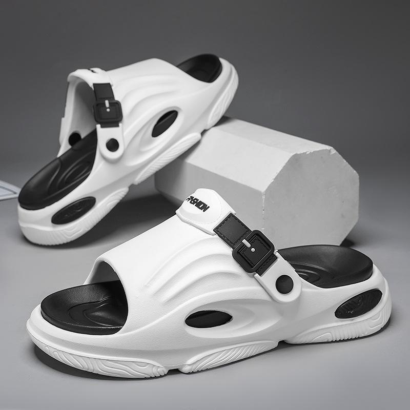 New Summer Men's Slippers Thick-soled Anti-skid One-word Drag Indoor and Outdoor Wear Men's Casual and Comfortable Two Shoes