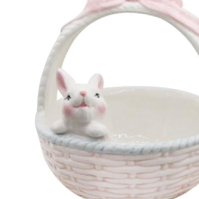 Ceramic Rabbit Easter Basket Porcelain Bunny Bowls Party Supplies Tableware Animals Ornaments Candy Serving Bowls Holiday Gift