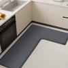 Flannel Kitchen L-shaped Thickened Absorbent Floor Mat Household Non-slip Anti-fall Mat Dirt-resistant Oil-absorbing Foot Mat