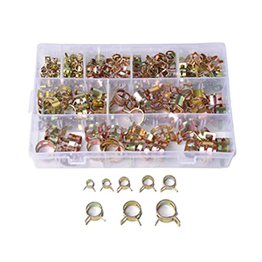 Car Truck Spring Clips Fuel Oil Water Hose Pipe Air Tube Clamp Plumbing Fastener Assortment for Motorcycle Boats 160pcs