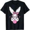 Cute Bunny Rabbit Face With Bandana Heart Glasses Easter Day T-Shirt