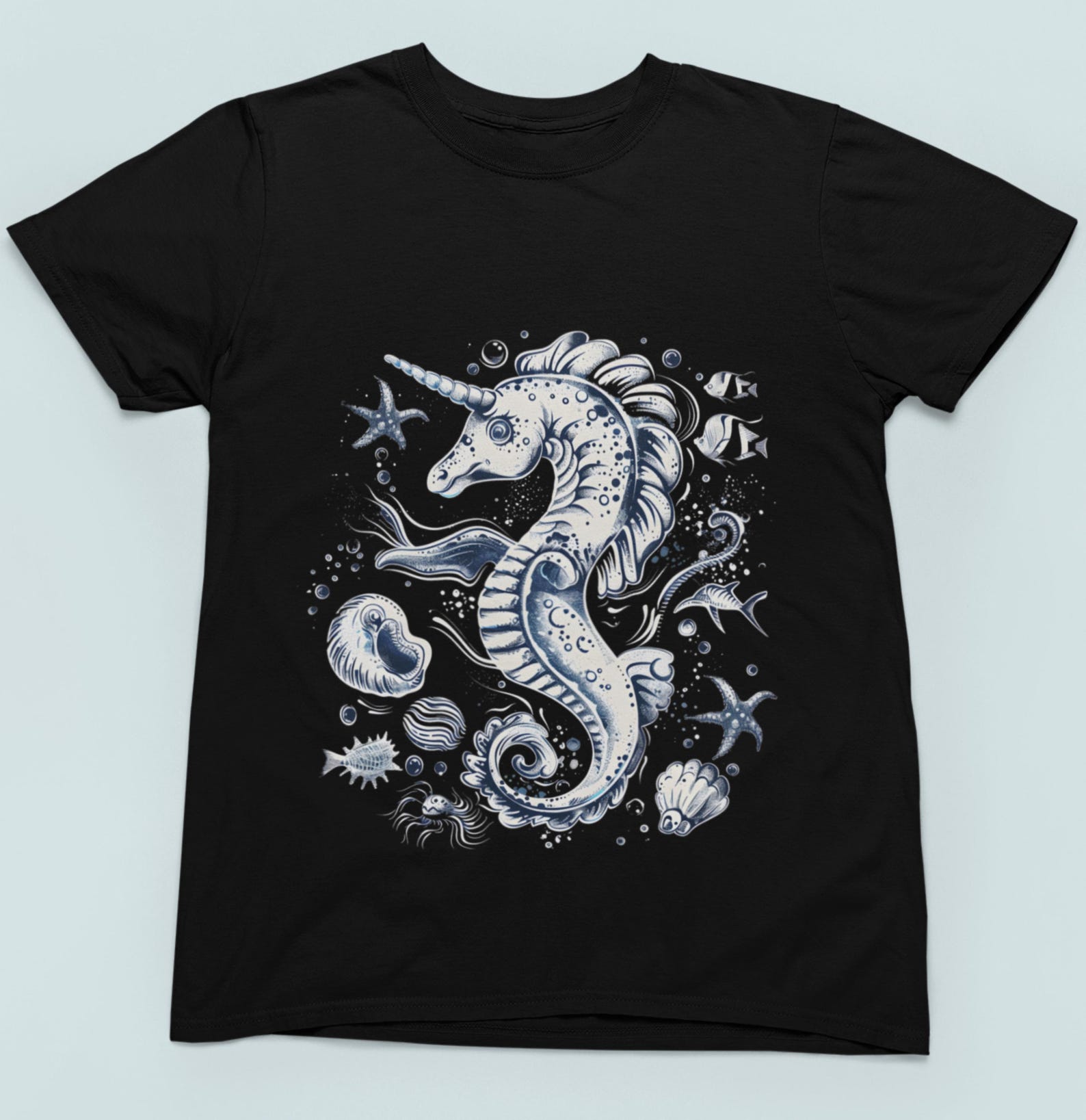 Vintage 90s Tattoo Seahorse T-shirt, Retro Sea Animal Tee S