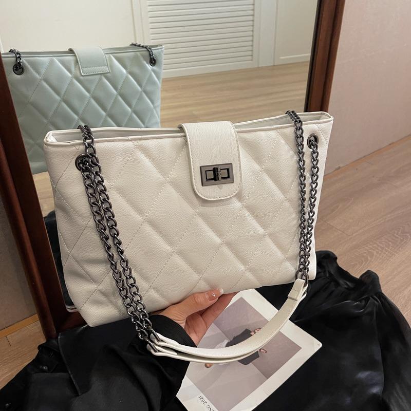 Rhombus Chain Bag Women's Large-capacity New Casual Shoulder Messenger Bag Commuter Tote Bag