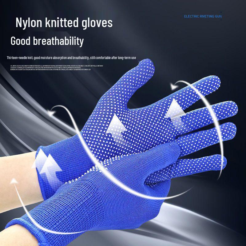 13-pin Breathable Non-Slip Nylon Dotted Gloves: Wear-Resistant for Gardening, Rock Climbing, and Labor Protection.