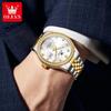 Olishi Men's Luminous Waterproof Quartz Watch with Diamond Bezel and Steel Band