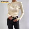 Women's Fashion Casual Solid Color Print Long Sleeve O-Neck Blouses & Shirts Unique Design