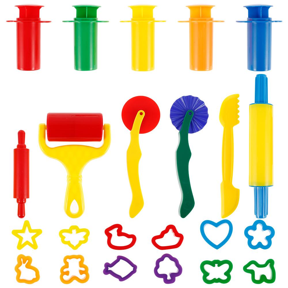 Kids Play Dough Tool Kit Color Clay Dough Animal Molds Mini Clay Tools Cutters Rolling Pins Plasticine Molds Clay Accessories