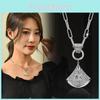 Elegant Titanium Steel Necklace For Women With Rhinestone Dress Pendant And Geometric Design