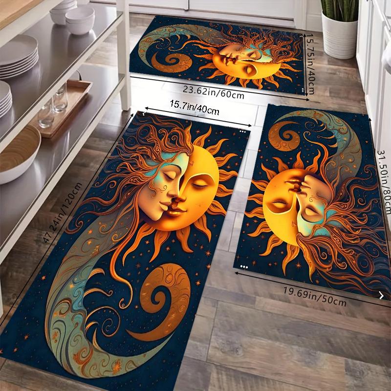 

Кухонный коврик «Небесное объятие Солнца и Луны» - Нескользящий, устойчивый к пятнам напольный коврик для зон готовки и приготовления пищи, стирающийся ковер 160cm x 230cm