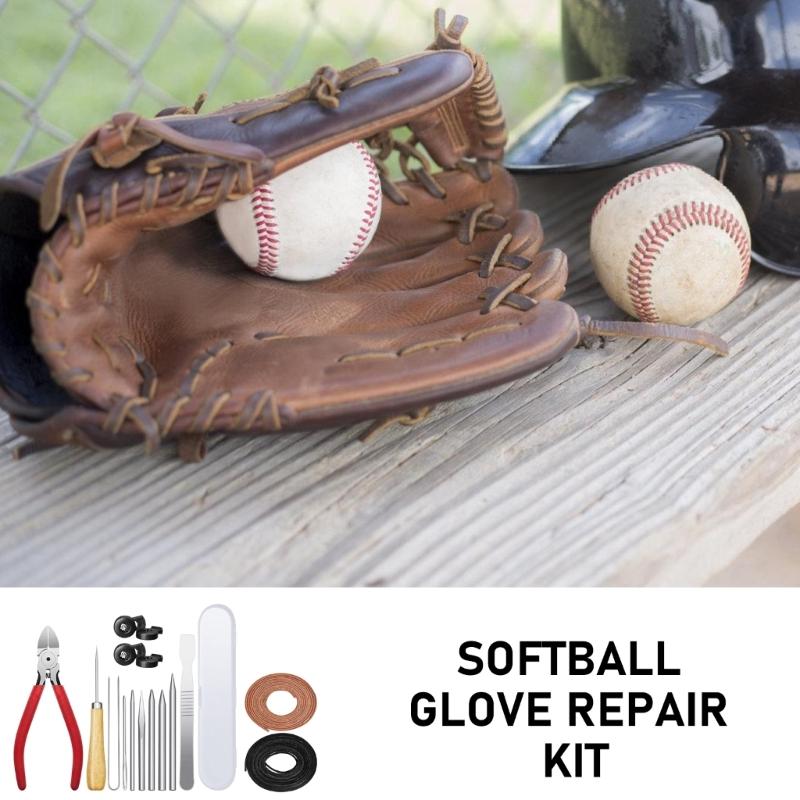 Kit di Lacci di Ricambio per Guanti da Baseball/Softball 16x/Set Strumento per Infilare e Stringere i Lacci Bloccaggio Guanti Kit di Cura per Guanti da Baseball