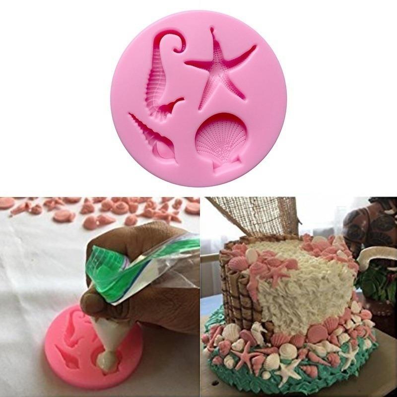 1PC Sea Life Style Silicone Mold Fondant Gum Paste Cake Decorating Tool Cake Mold Shells Starfish Shape