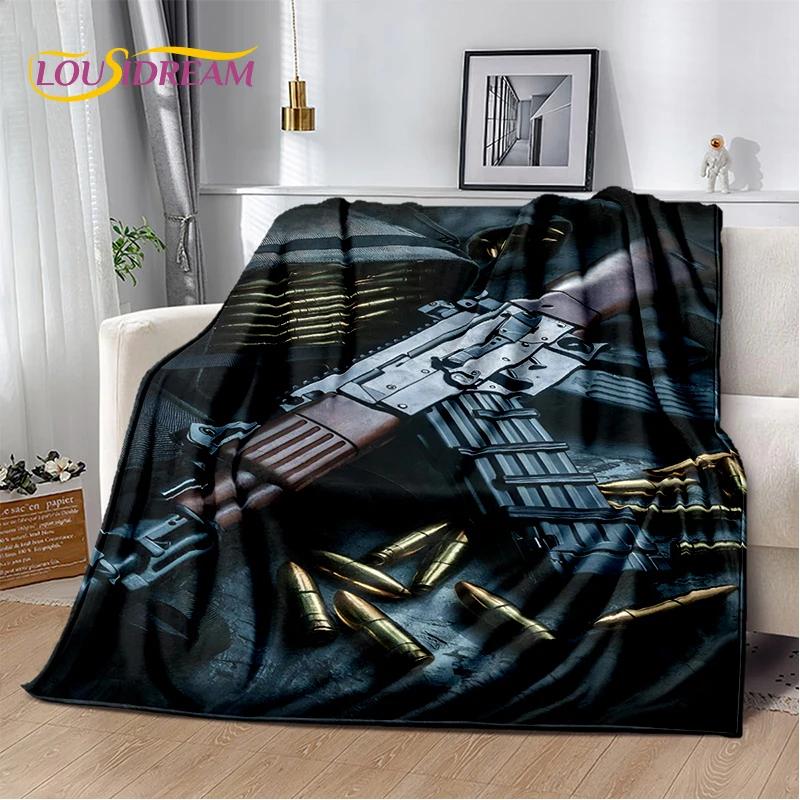 29 Style Retro Guns Pistol Ammunition Bullet Cartridge AK M4 Soft Flannel Blankets,Throw Blanket for Picnic Beds Sofa Bedroom