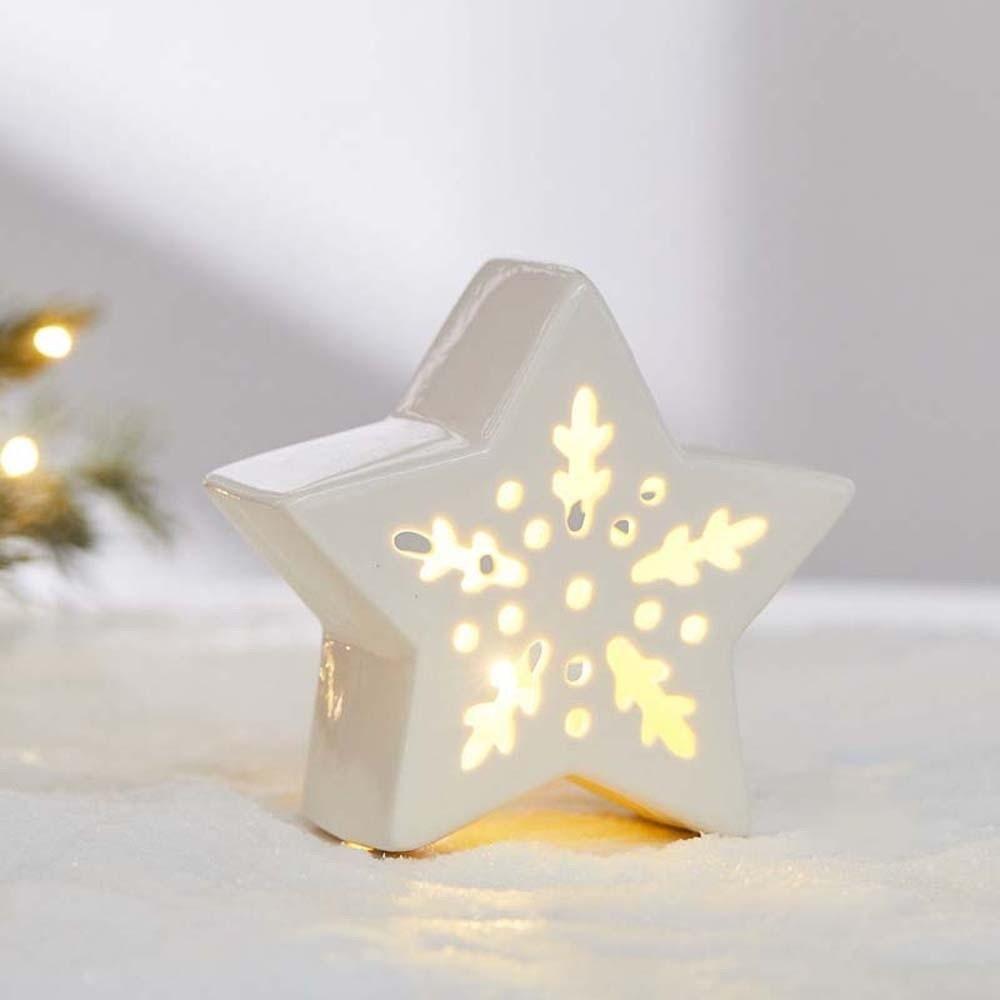 Ceramic Porcelain Lamp Ornament Button Batteries House-shaped Night Lamp  Baby Nursery