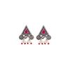 Oxidised Silver Brass Triangle Stud Statement Earrings with Pink Stone for Women and Girls