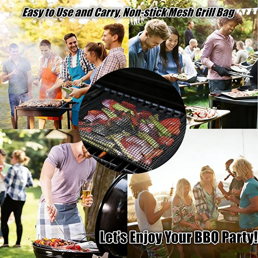 Non-Stick Mesh Grilling Bag Multi Purpose Reusable Heat Resistance Barbecue Bag Portable Multipurpose Barbecue Accessories