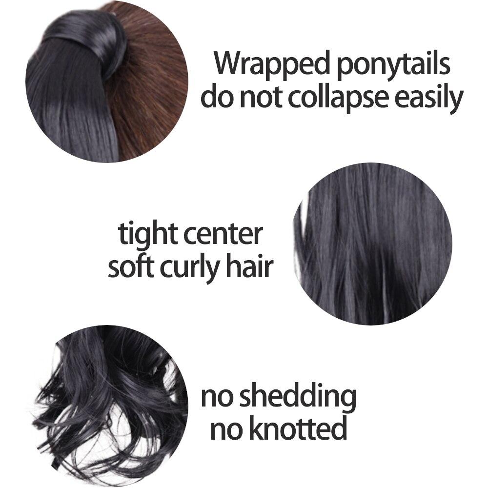 MERISIHAIR Women Long Straight Wrap Around Ponytail Synthetic Fiber Long Straight Wavy Hair Extensions Daily Wear