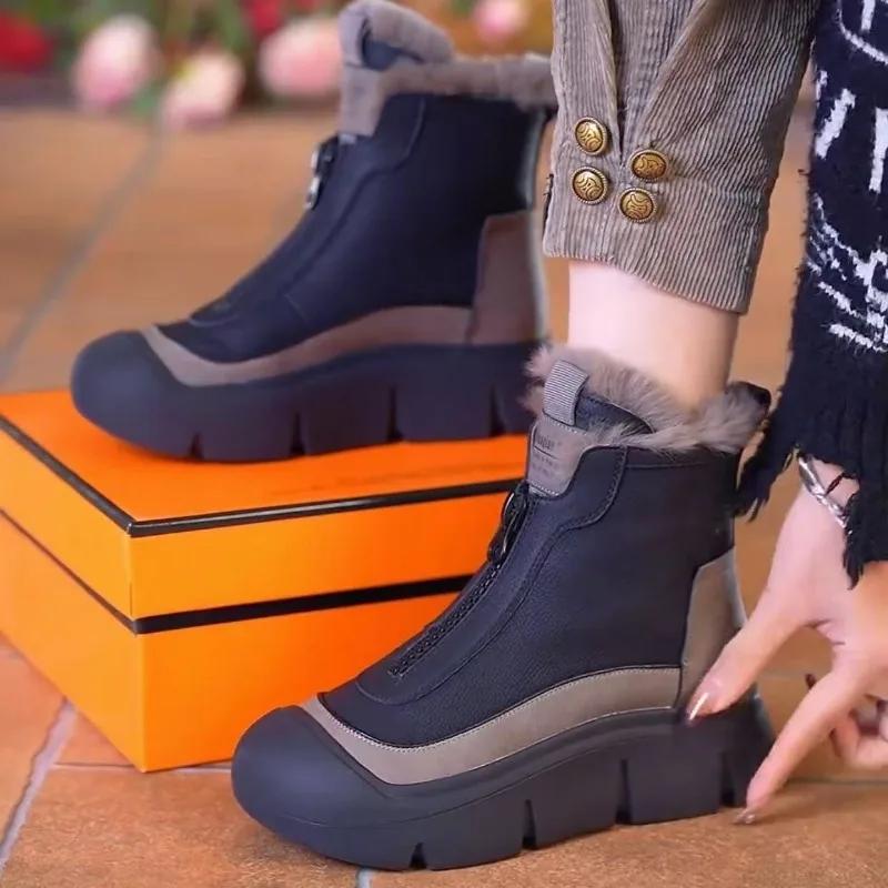Fashion Women Shoes 2025 New Winter Thick Soled Snow Boots Women Plush Warm Non-slip New Cotton Boots Platform Casual Sport Ankle Boots