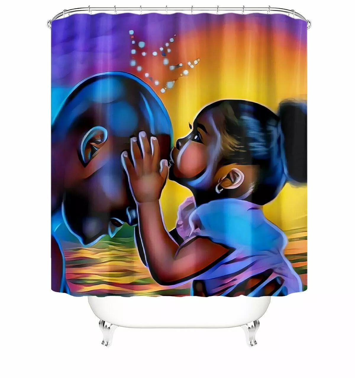 

African Girl Shower Curtain Western Fabric Bathroom Decor Polyester Waterproof W60H190(CM)-1 Pcs