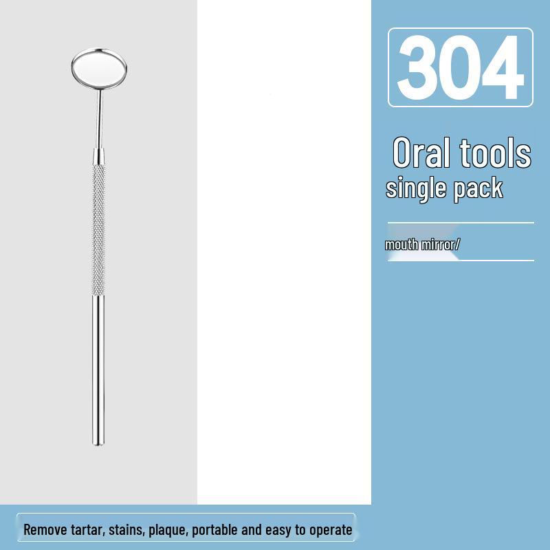 Dental Oral Care Tool Set: Stainless Steel Mouth Mirror, Probe, Tartar Remover, Toothpick