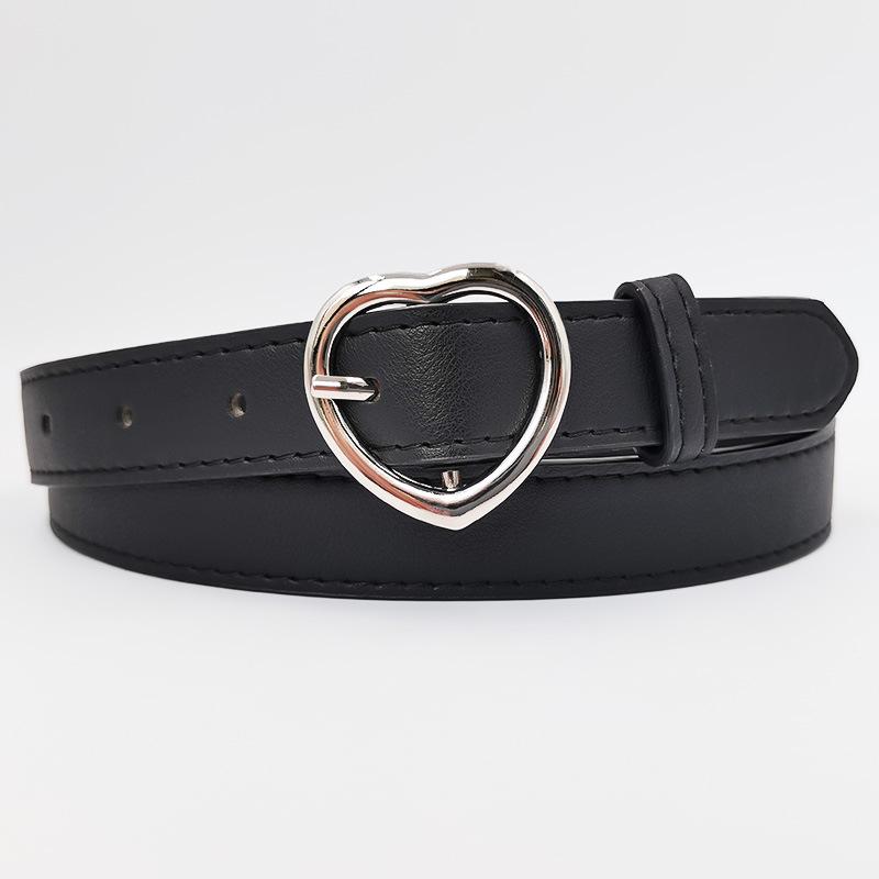 Simple New Love Alloy Pin Buckle Women's Belt Glossy Versatile Clothing Decoration PU Belt