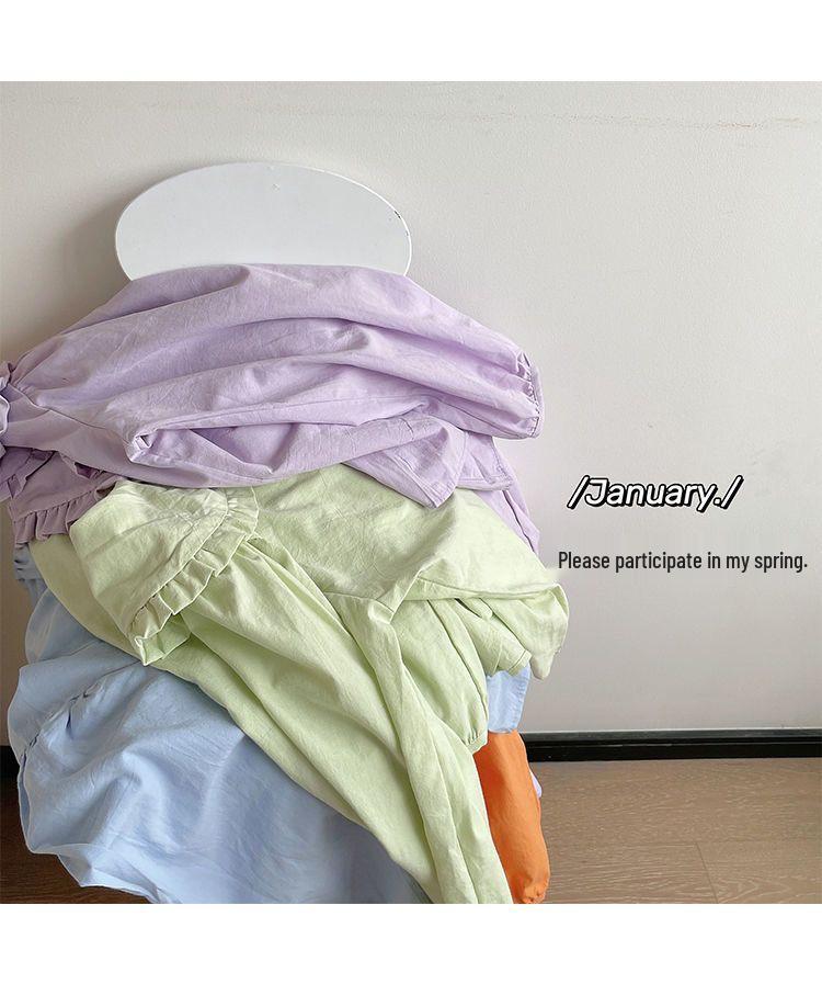Damen Gelbes Milch Langarmshirt, Französischer Retro Puppenkragen, Schickes Frühling/Herbst Design, Süßer und Nischenstil.