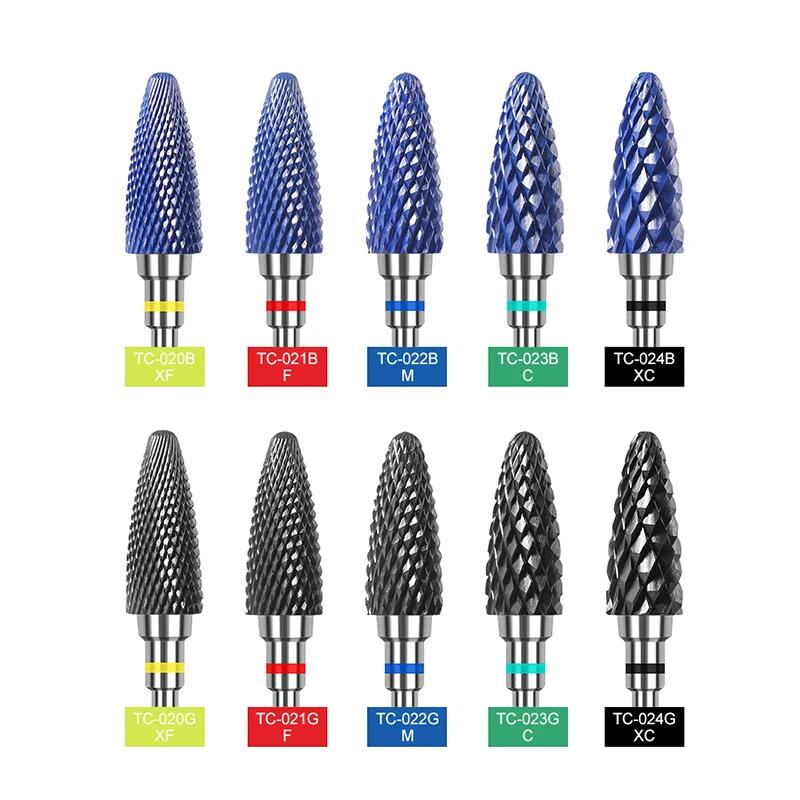 Ceramic Milling Cutter Flame Carbide Nail Drill Bits Pink Gel Remover Electric Machine Drills Polishing Peeling Nails Art Tools