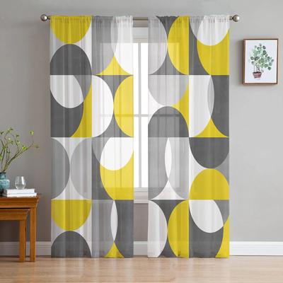 Nordic Retro Medieval Geometric Abstract Modern Tulle Curtains For Living Room Bedroom Home Kitchen Window Sheer Curtains