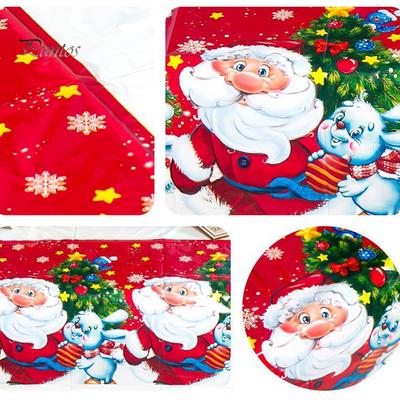 Punots Christmas Santa Table Cover Tablecloth Cushion Mat PVC Waterproof Party Decor