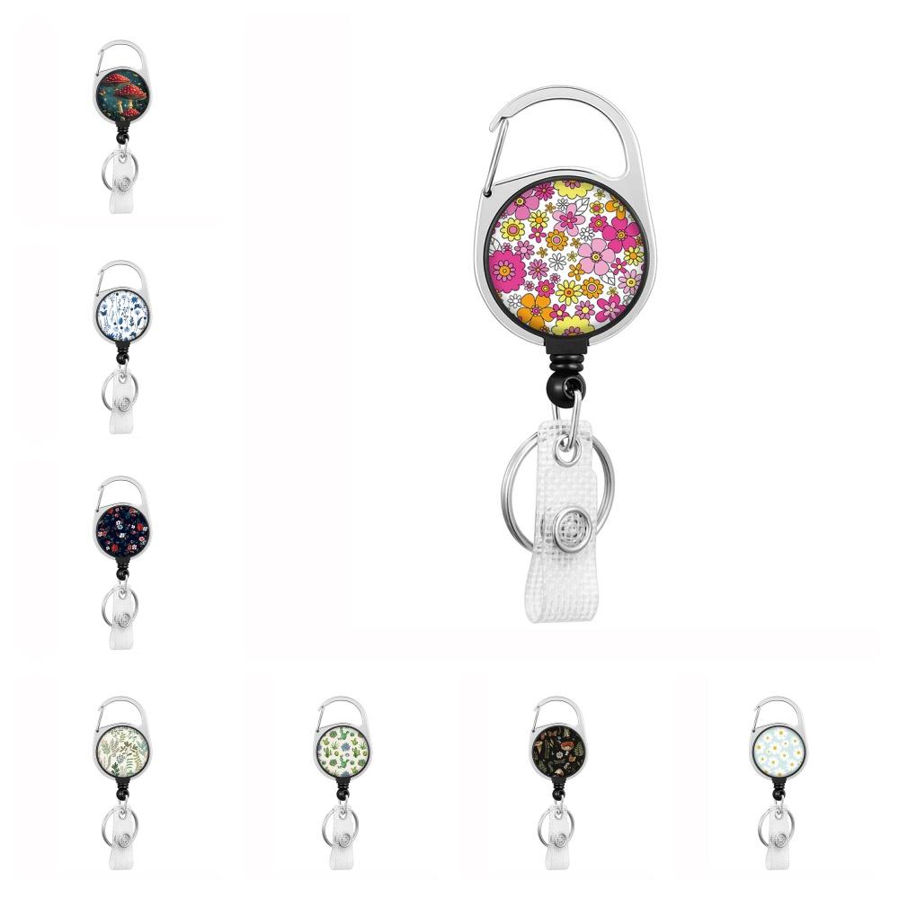 Plant Flowers Clip Lanyards ID Badge Holder Porta Credencial Lanyards Keychain Badge Reel Nurse Retractable Wholesale