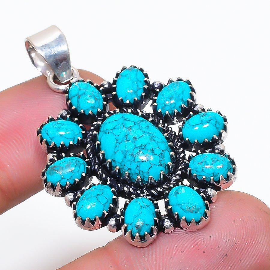 Natural Santa Rosa Turquoise Gemstone 925 Sterling Silver Pendant 1.81  AP-14353