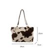 Yogodlns Large Capacity Shopper Bags For Women Winter Travel Tote Bag Cow Printing Plush Shoulder Bag Ladies Designer Handbag