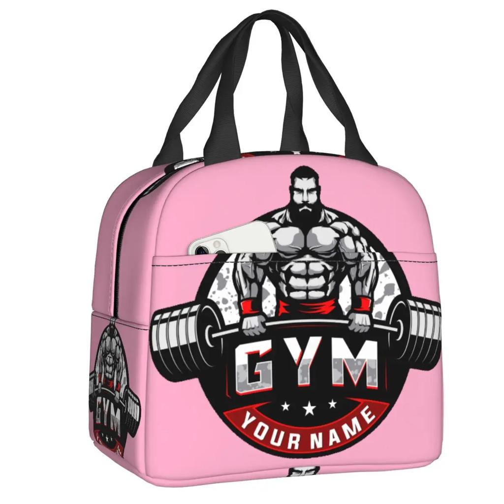 Powerhouse Gym Logo Thermal Insulated Lunch Bag Women Bodybuilding Fitness Portable Lunch Container Travel Storage Food Box