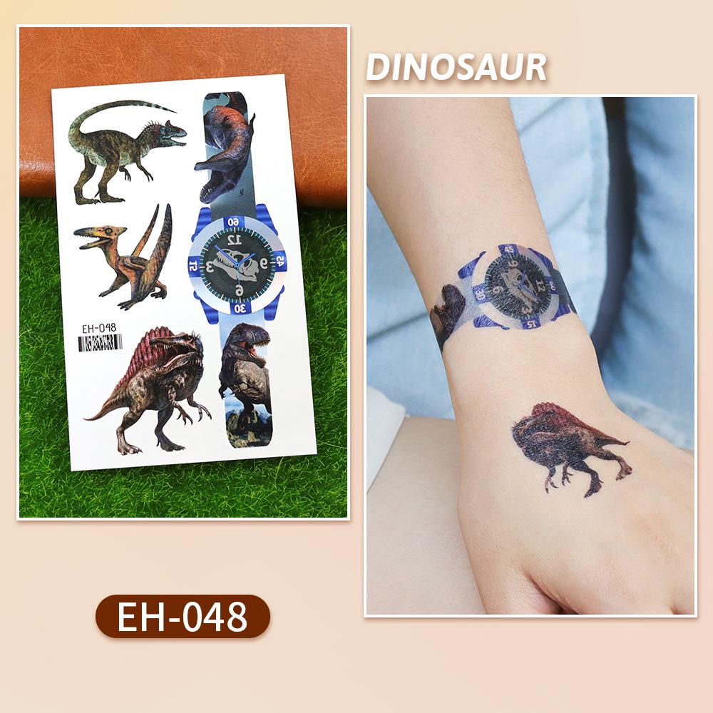 Ruikalong Kids Dinosaur Tattoo Stickers: Waterproof, Long-lasting, Realistic Tyrannosaurus Rex Cartoon for Boys & Girls 120*75mm