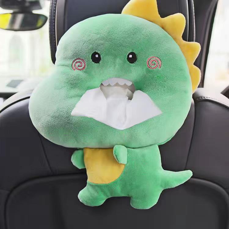 Cartoon Plush Car Tissue Box for Armrest: Cute Hanging Paper Dispenser and Interior Decoration