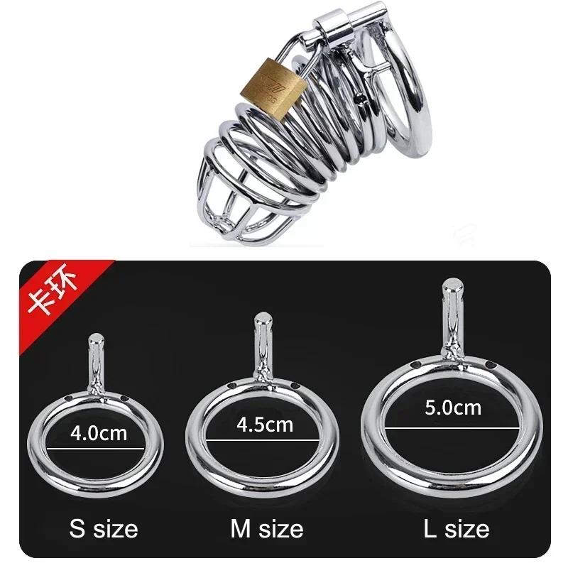 Metal Cage Chastity Device Hollow Breathable Adult Toy Erotic Urethral Lock Ring Sex Toys for Bondage Gear