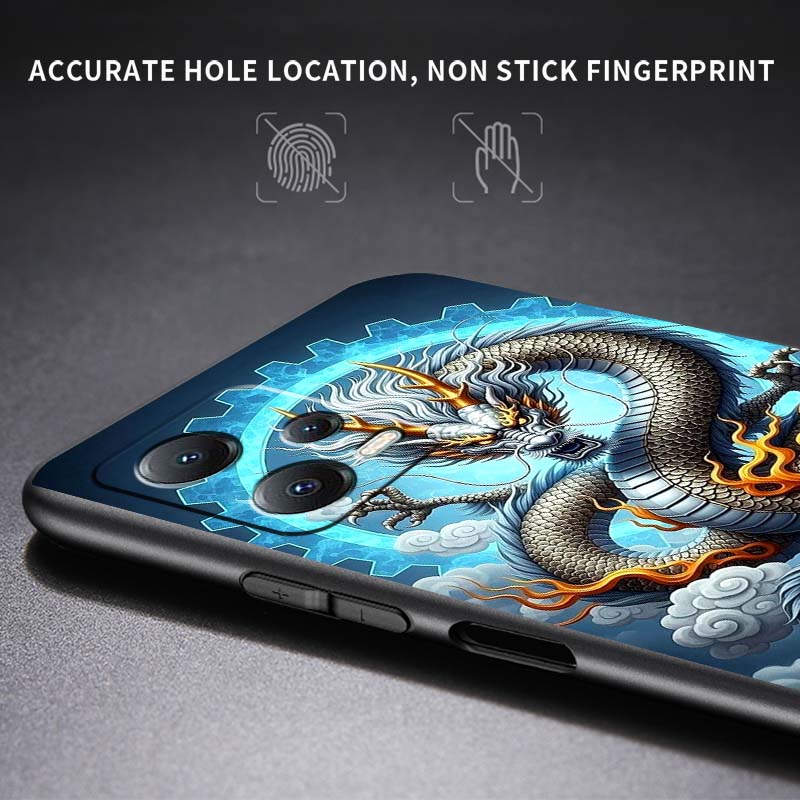 Fashion Dragon Illustration Phone Case For Xiaomi Redmi Note 15 14 13 12 12S 11E 11 11S Pro Plus 4G 5G Black Soft TPU