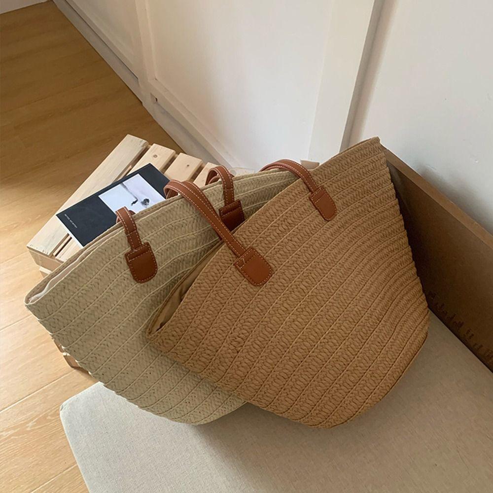 

Leisure Straw Weave Bag Summer Women s Tote Bag New Basket Shoulder Bag Ladies/Girls хакі