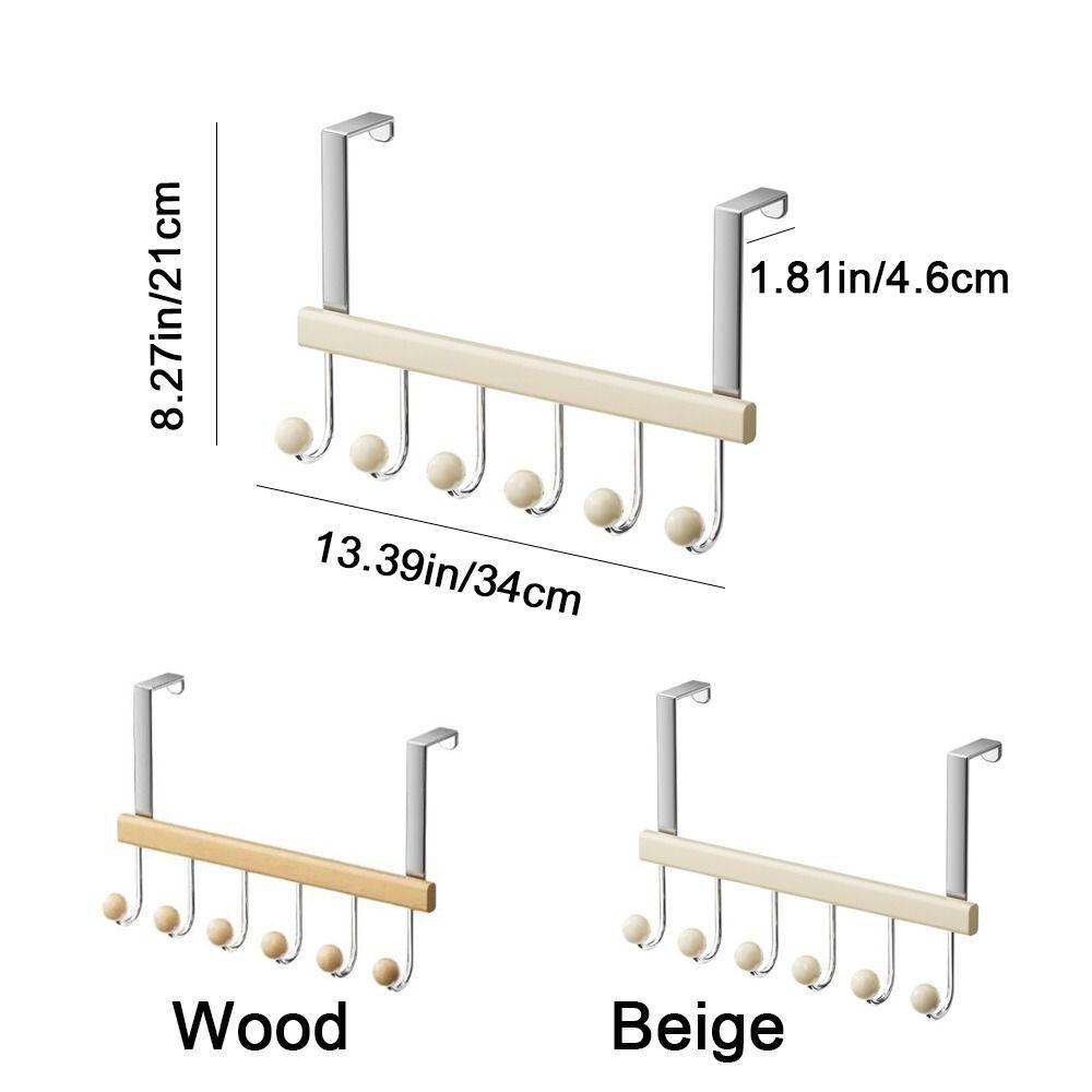6 Hooks Over The Door Hooks Punch Free Folding Hanging Storage Rack Space Saving Large Capacity Clothes Coat Hooks