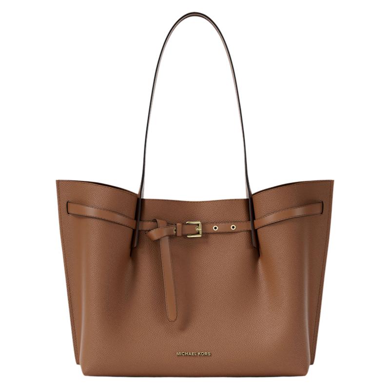 MICHAEL KORS Emilia Gold Hardware Decorated with Pebbled Leather Tote Bag Tote Bag Shopping Bag Shoulder Bag Large Women s Brown золотой