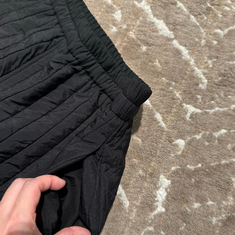 Minimalist Quilted Warm Pleated Cotton Midi Skirt in Dark Horse