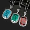 New Huabi Jewelry Copper Bottom Gold-plated Simulation Orange Red Zirconium Temperament Pendant Necklace Main Stone 20 * 28