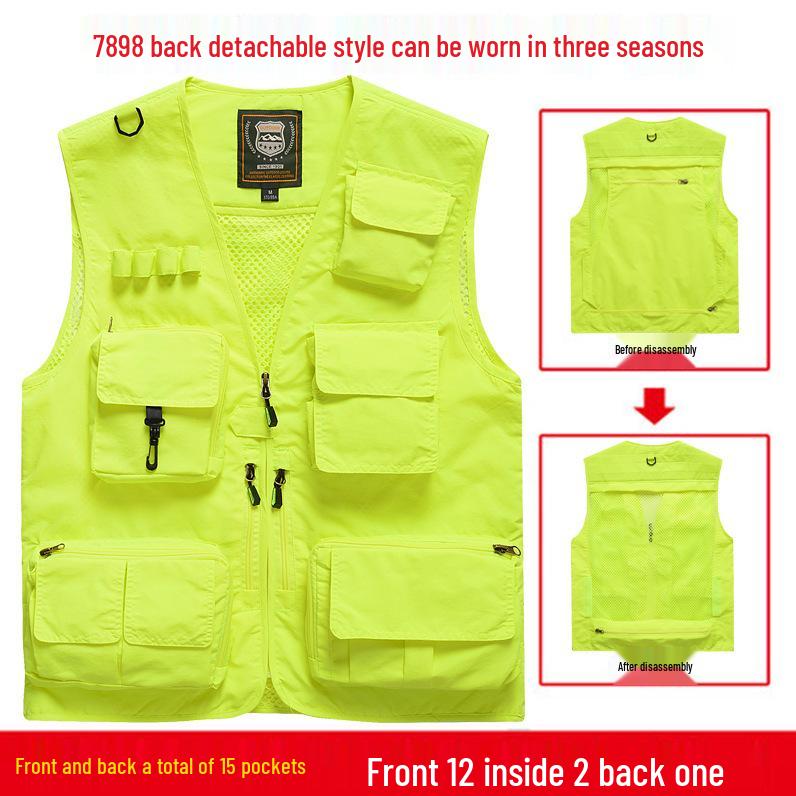 Men's Quick-Dry Mesh Multi-Pocket Plus Size Fishing Photography Vest